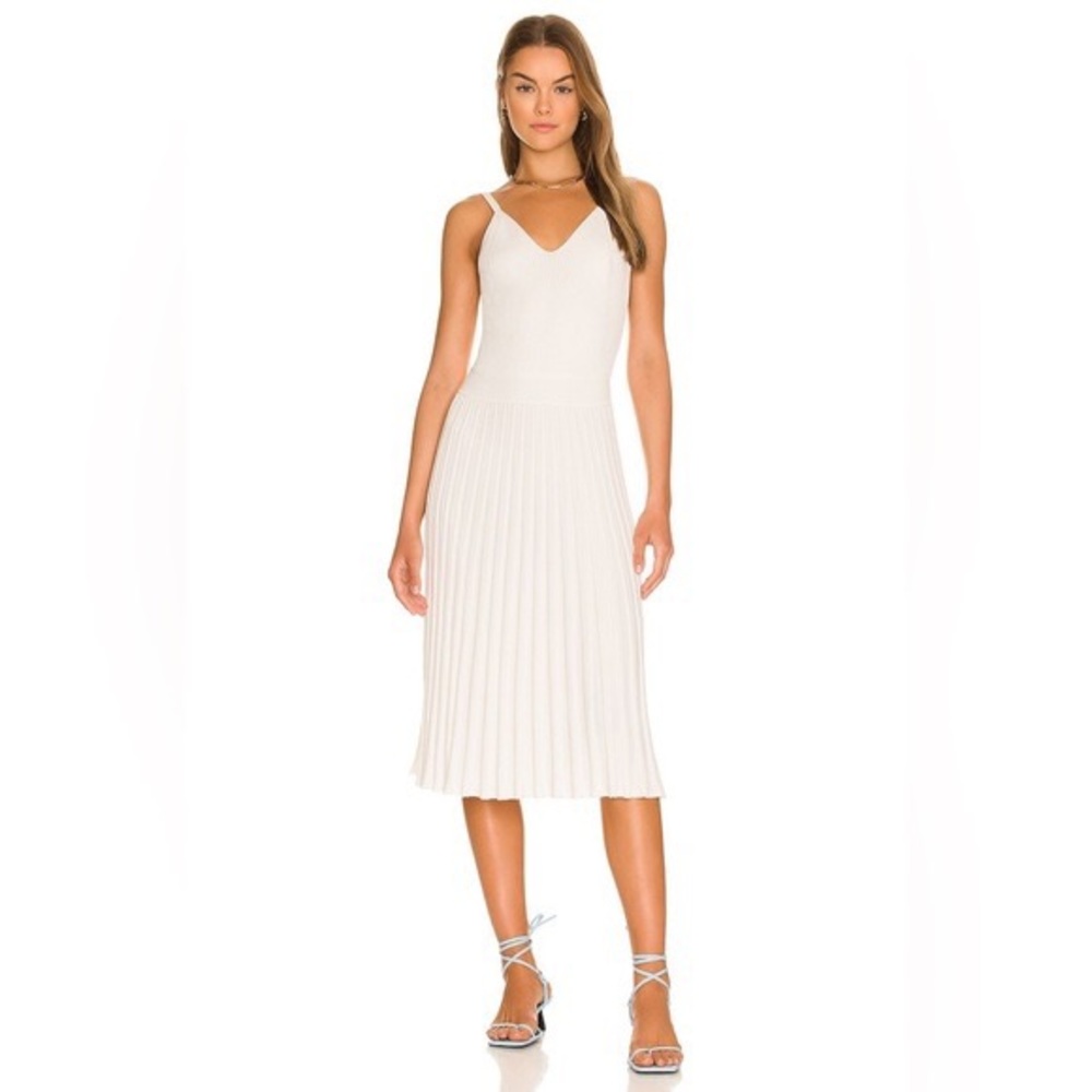 MILLY Cami Top Pleated Knit Midi Dress